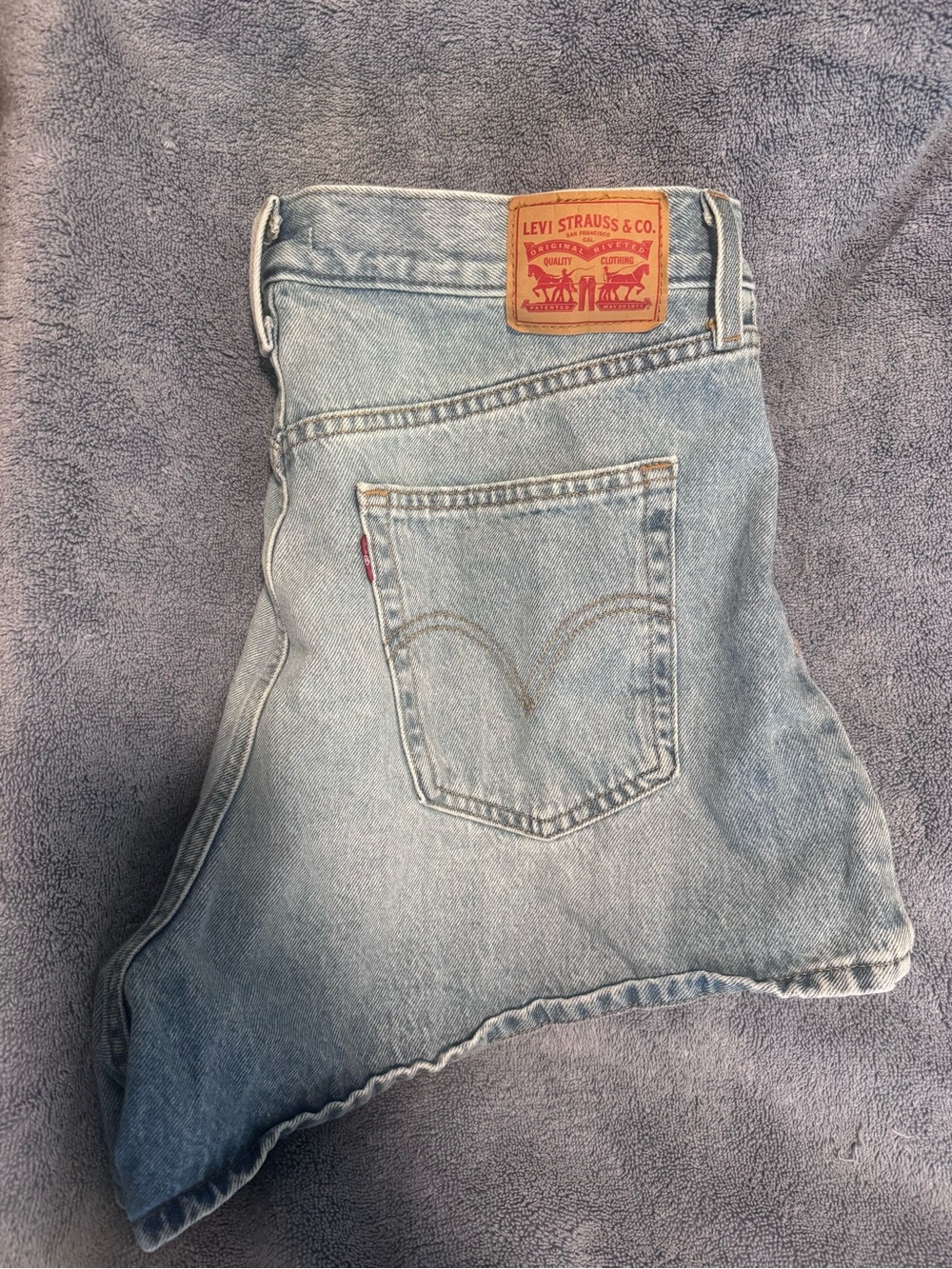 Levi's Light Blue Women's Denim Shorts with Signature Patch